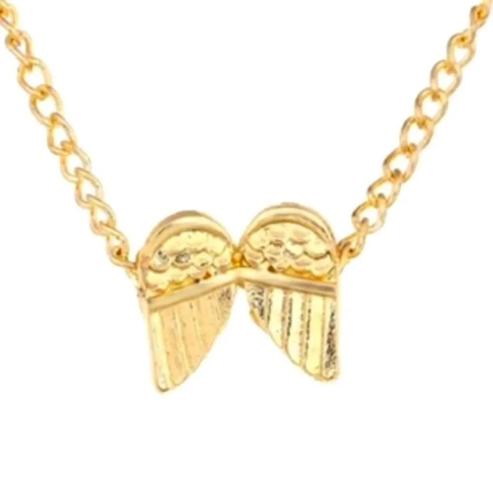 GOLD PLATED GUARDIAN ANGEL WINGS PENDANT NECKLACE WITH INSPIRATIONAL CARD